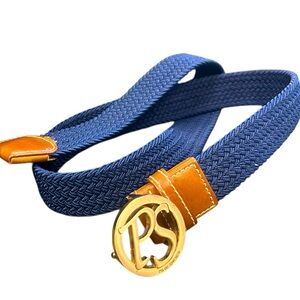 PS of Sweden size S NWOT Navy Blue and Brown Braided Belt with Gold Buckle